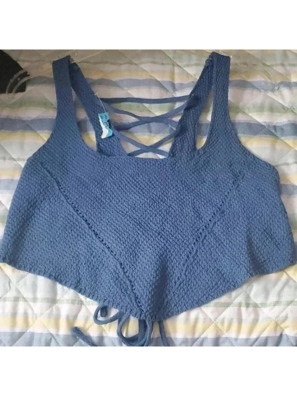 Blue knit crop top - Picture 3 of 7